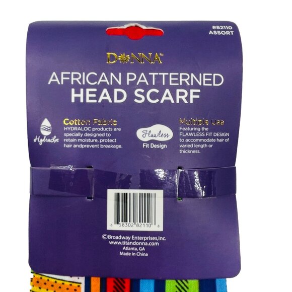 Donna African Patterned Head Scarf 13" x 60" Cotton Fabric - Picture 3 of 4